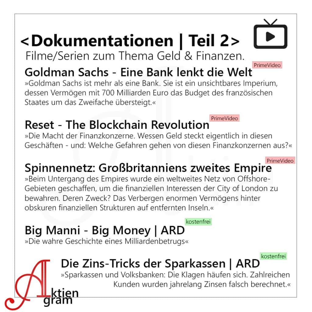 Dokumentationen (kostenlose und kostenpflichtige) zum den Themen Wirtschaft, Geld und Finanzen.