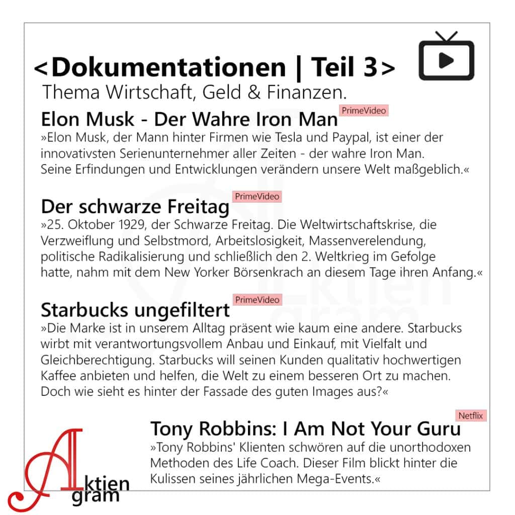 Dokumentationen (kostenlose und kostenpflichtige) zum den Themen Wirtschaft, Geld und Finanzen.
